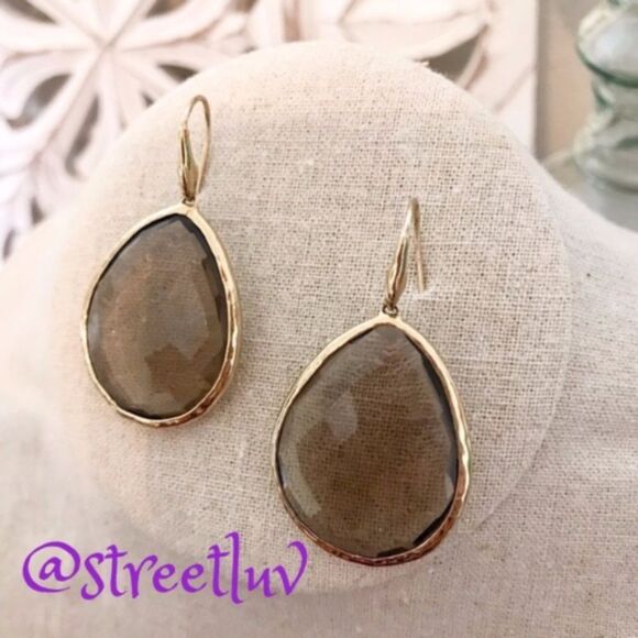 stella & dot ~ smokey serenity stone drop earrings ~ faceted - Picture 2 of 5